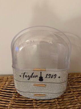 Taylor Clear and Silver Sparkle Jewelry Organizer with Gold Accents